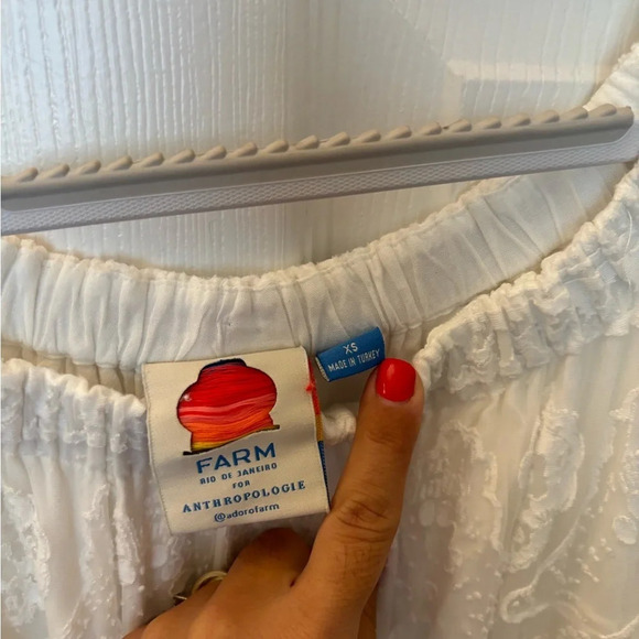 Farm Rio Elliott burnout white sleeve off shoulder wide leg  jumpsuit boho beach - Picture 5 of 5